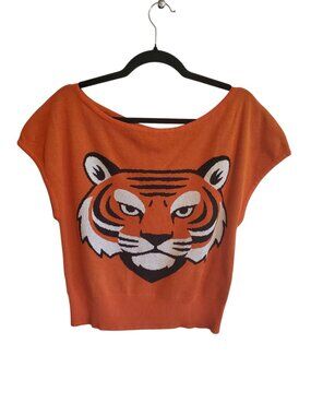 OXKNIT Tiger Short Sleeve Pullover Sweater Small NWT